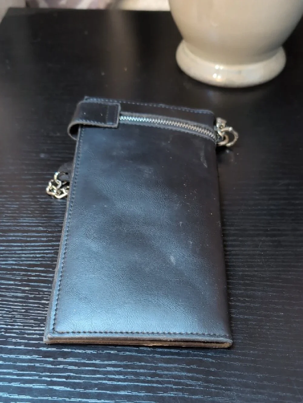 Men's Black Cross Accent Chain Wallet